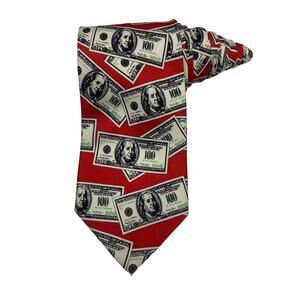 Utopia $100 Bills Green Gray White Red Necktie C-Note Benjamins MONEY Rayon